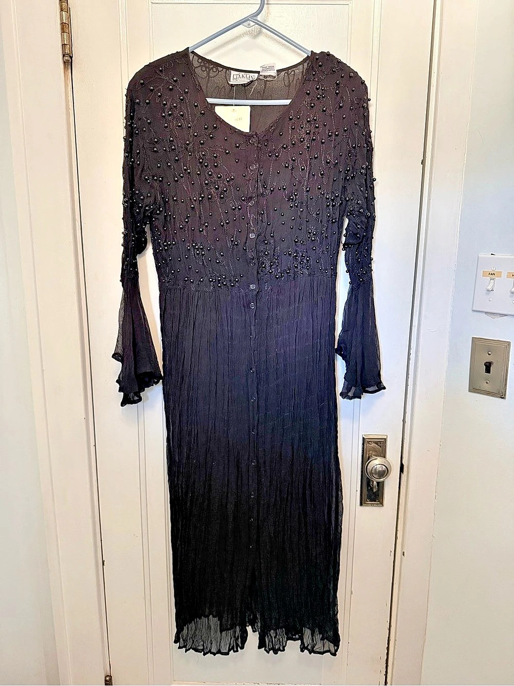 Jaklin Sports Black Embellished Maxi Dress Size Medium